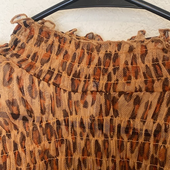 FREE PEOPLE Hello There Sheer Long Sleeve Top / Leopard Combo NWT - Picture 6 of 9